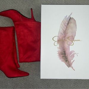 Jessica Simpson Vibrant Red Heeled Boots